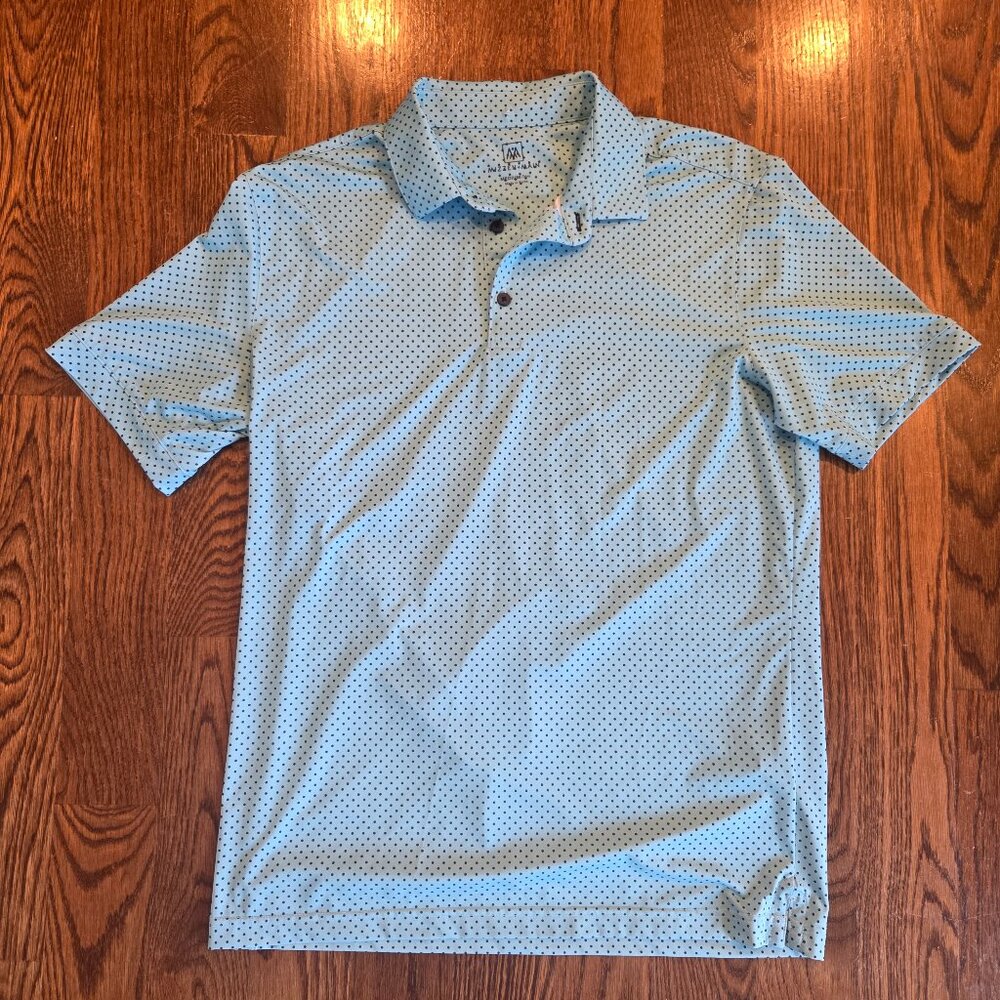 Mizzen + Main Aqua Navy Geo-dot Trim-fit performance polo